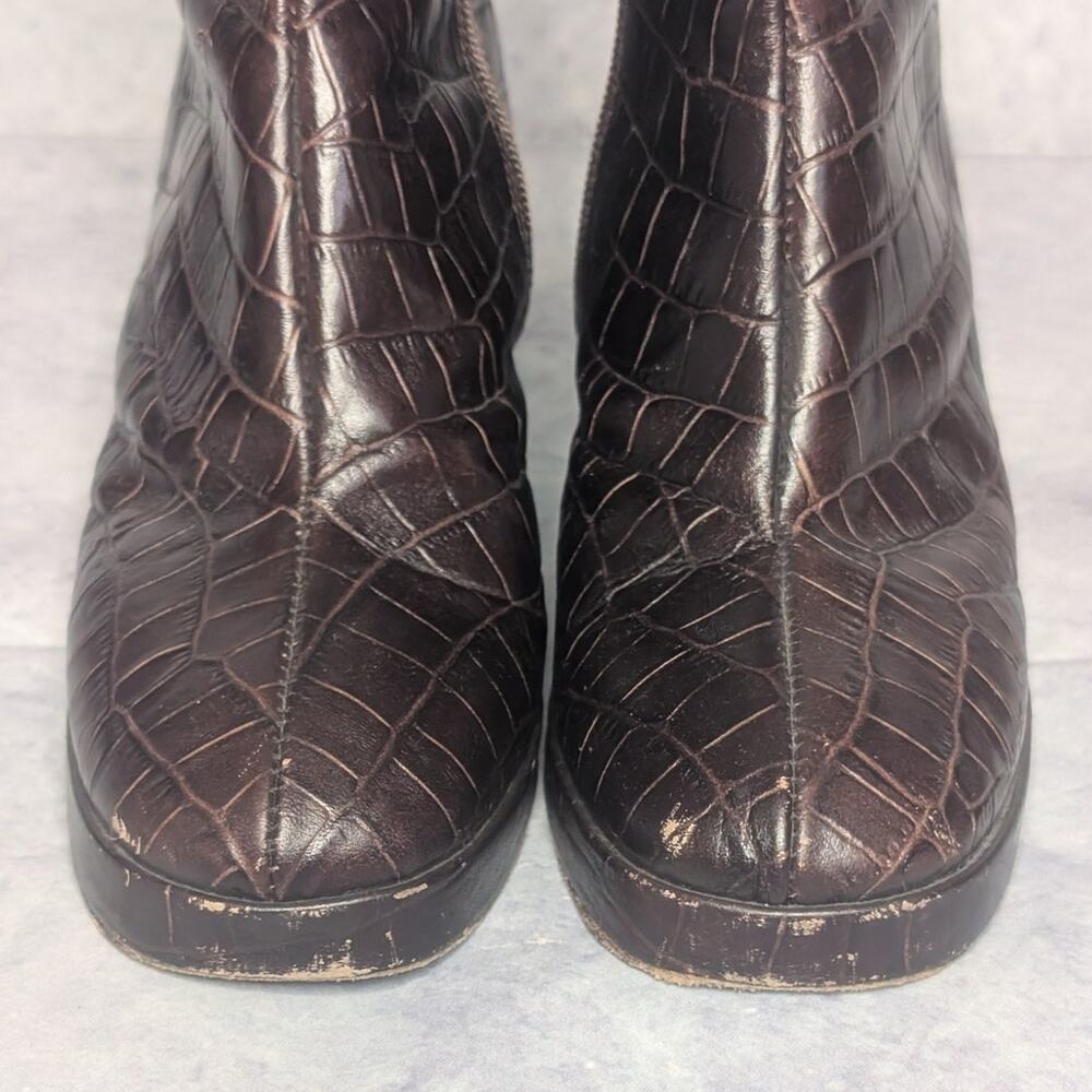Miista Carlota Mahogany Croc Ankle Boots, Size 38 - Picture 8 of 13